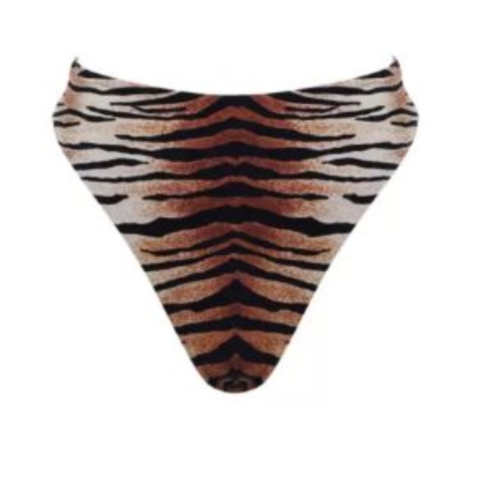Cherina Beachwear George Tiger Print Swim Bikini Bottom Large $80